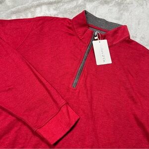 NWT Collars and Co 1/4 Zip Pullover Mens 2XL Red Cotton Golf Preppy Sweater